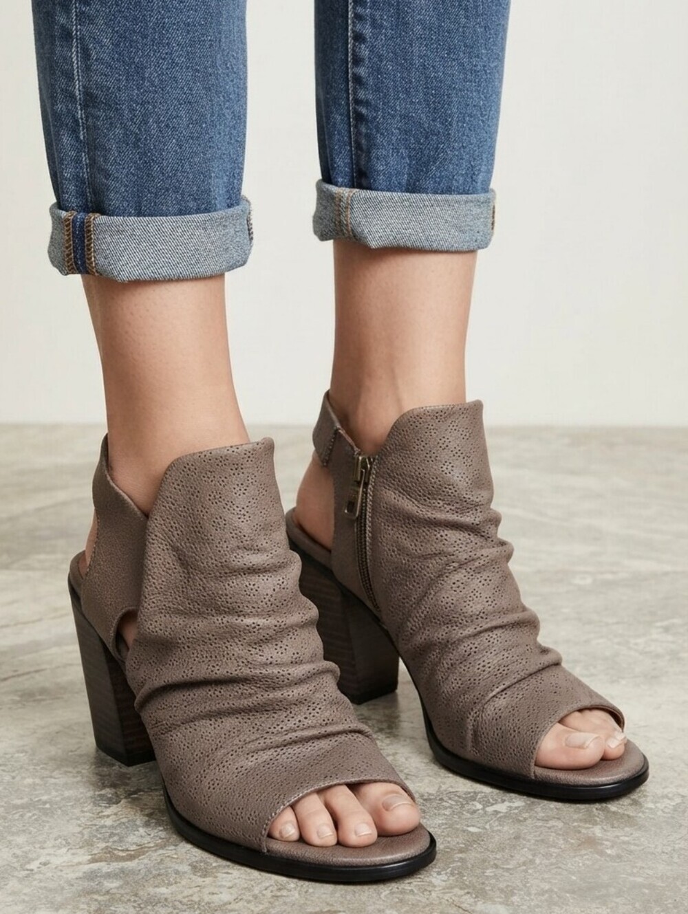 Mjus Leather Heel Sandals EU 42 Brown Peep Toe Slingback Italy